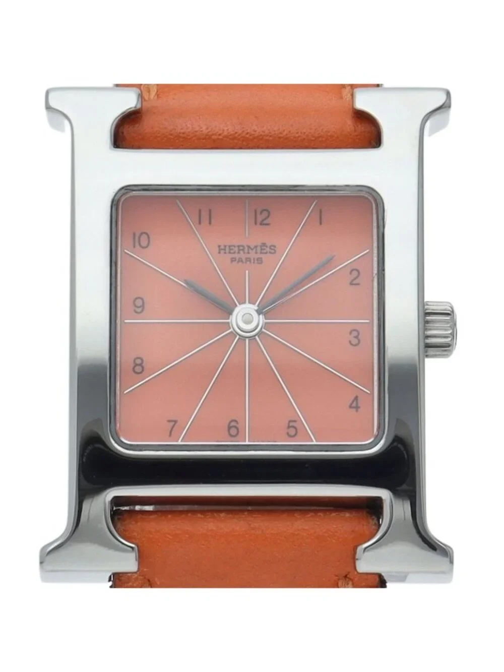 Hermes Watch Box SS Leather Orange Polished